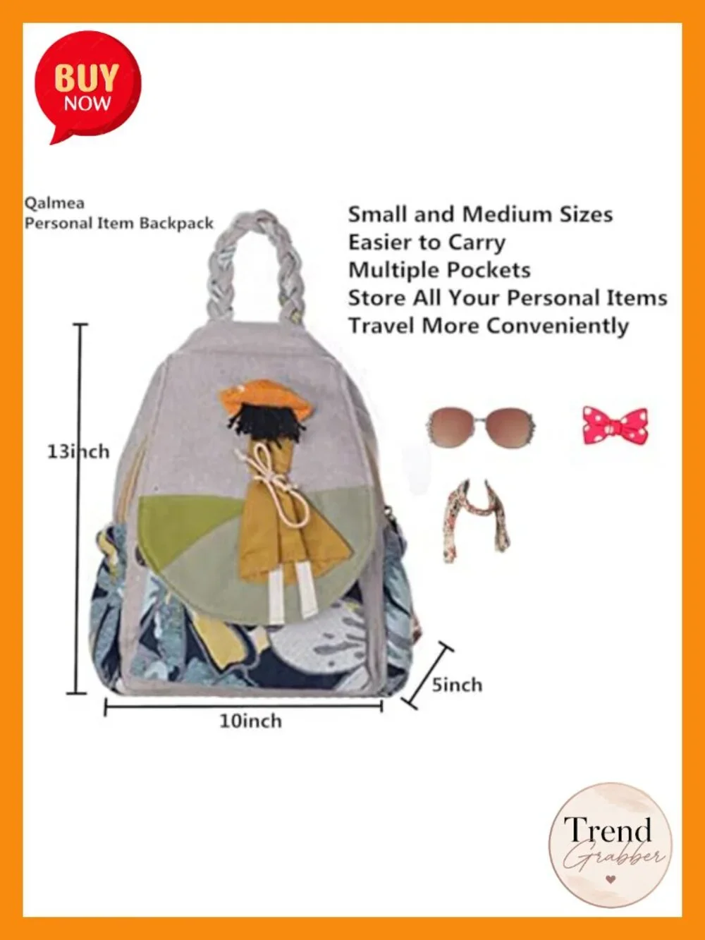 Handmade Canvas Mini Backpack Convertible Sling Crossbody Boho Floral